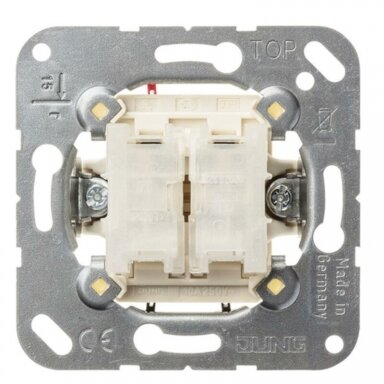 Dviviečio mygtukinio jungiklio mechanizmas, 10A/250V 505TU, JUNG