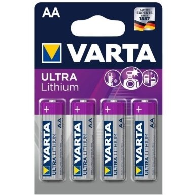 Elementai Varta Ultra Lithium (FR14505) AA, 4 vnt. Elementai Varta Ultra Lithium (FR14505) AA, 4 vnt.