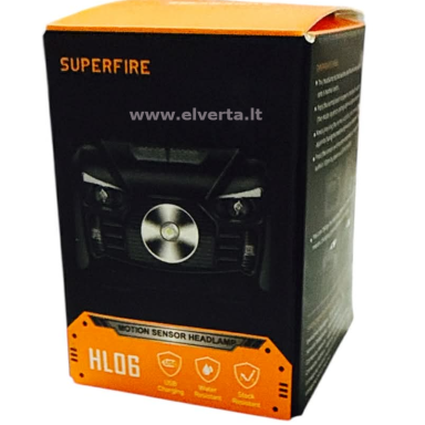 Galvos žibintuvėlis 5W, sensorinis,  įkraunamas USB,  Superfire HL06