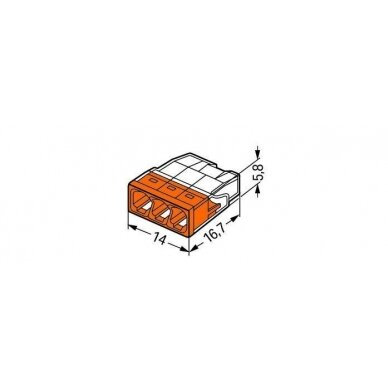 Instaliacijos jungtis 3x0.5-2.5mm oranžinė 2273-203, WAGO 1