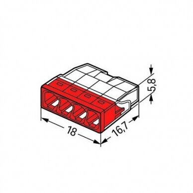 Instaliacijos jungtis 4x0.5-2.5mm raudona 2273-204, WAGO 1