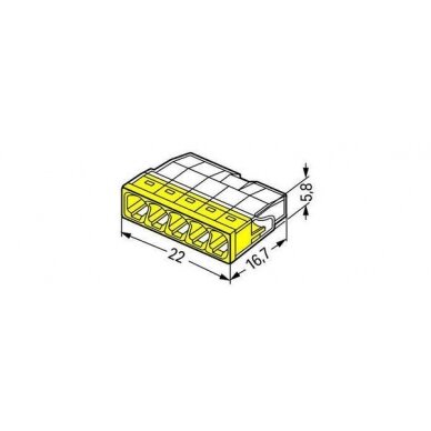 Instaliacijos jungtis 5x0.5-2.5mm geltona 2273-205, WAGO 1