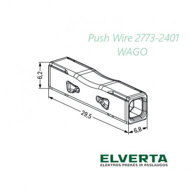 Instaliacijos jungtis Inline Splicing 2x0.75-4mm, 32A Push Wire 2773-2401, WAGO 2