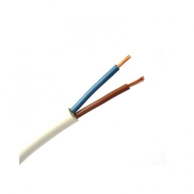 Instaliacijos kabelis BVV-LL/OMY 2*1.5 mm2, 300/300V baltas, apvalus, lankstus