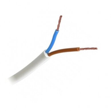 Instaliacijos kabelis H03VV-F 2*0.75mm2, baltas apvalus, lankstus