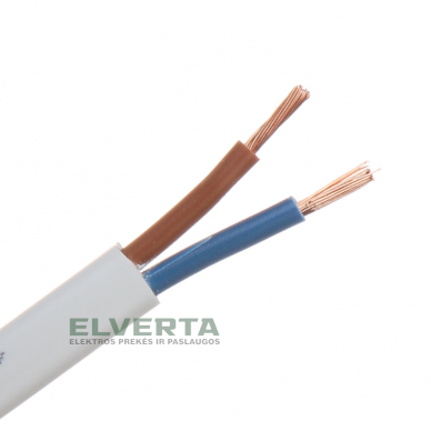 Instaliacinis kabelis BVV-PLL/OMYp 2x1.5 mm2 baltas, plokščias, lankstus