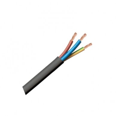Instaliacinis kabelis H03VV-F 3x0.5 mm2 juodas, apvalus, lankstus