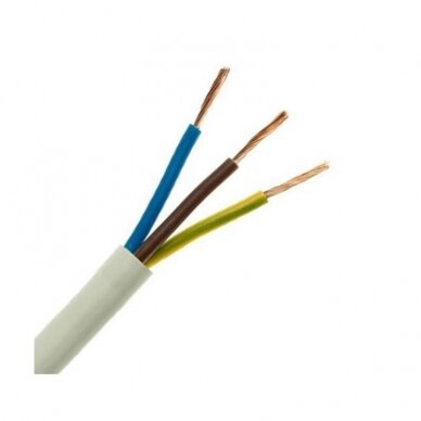 Instaliacinis kabelis H03VV-F 3x0.75 mm2  baltas, apvalus, lankstus