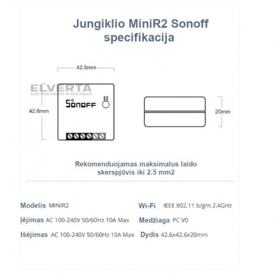 Išmanusis Wi-Fi jungiklis su DIY rėžimu, MiniR2, Sonoff 2