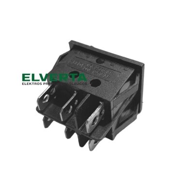 Jungiklis klavišinis ON-OFF, juodas, fiks, 6k. 15A/250Vac, 22x28mm, DPST, R9-492-C-S Highly