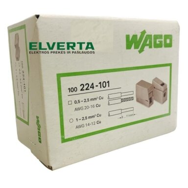 Jungtis šviestuvams 1x1-2.5mm/100 pilka 224-101, WAGO Jungtis šviestuvams 1x1-2.5mm/100 pilka 224-101, WAGO