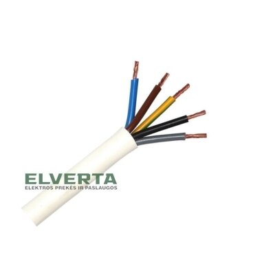 Kabelis BVV-LL 5x1.0 mm2 apvalus, baltas, lankstus Kabelis BVV-LL 5x1.0 mm2 apvalus, baltas, lankstus