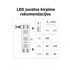 LED juosta 6W/m, 24V/DC,120LED/m, balta neutrali, 4000K