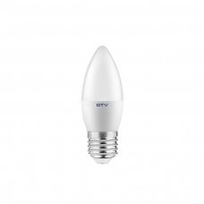 LED lemputė (neutralios-baltos šviesos), žvakutė, E27, 6W, 4000K, 470 lm, GTV LD-SMNGC30C-60