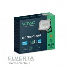 LED prožektorius 20W, 1620lm, 4000K, juodas, Samsung LED, PRO-S, V-TAC, VT-44020