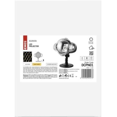LED projektorius (žvaigždutės), šilta/šalta balta, juodas korpusas, IP44, EMOS