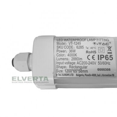 LED hermetinis šviestuvas 120cm 36W/4000K/2880lm, V-Tac 2