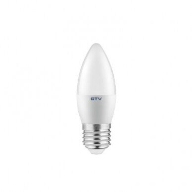 LED lemputė (neutralios-baltos šviesos), žvakutė, E27, 6W, 4000K, 470 lm, GTV LD-SMNGC30C-60