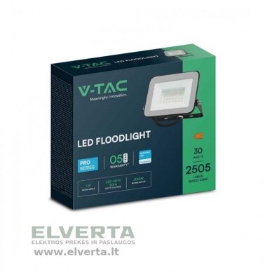 LED prožektorius 30W, 2505lm, 4000K, juodas, Samsung LED, PRO-S V-TAC VT-44030 1