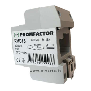 Lizdas ant DIN bėgelio 16A 230V, RMD16, Promfactor Lizdas ant DIN bėgelio 16A 230V, RMD16, Promfactor