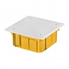 Paskirstymo dėžutė, geltona potinkinė plokščia, 105x105x50 mm, Elektro-Plast 0262-0N