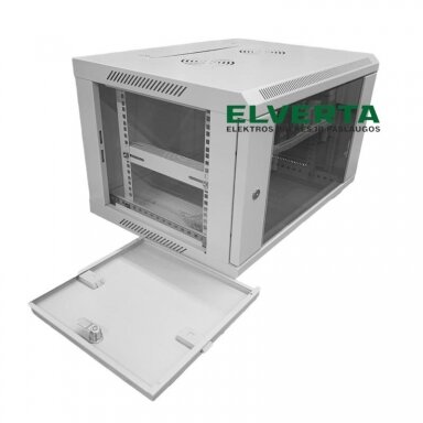 Pakabinama komutacinė spinta 19'' su stiklinėmis durimis 6U 600x450x368