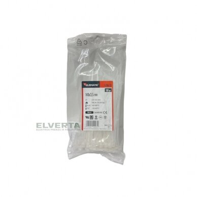 Tvirtinimo dirželiai 140x3.5 mm, balti, 5209/CE, Elematic (pakuotė) 2