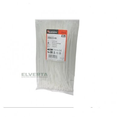 Tvirtinimo dirželiai 200x3.5 mm, balti, 5214/CE, Elematic (pakuotė) 2