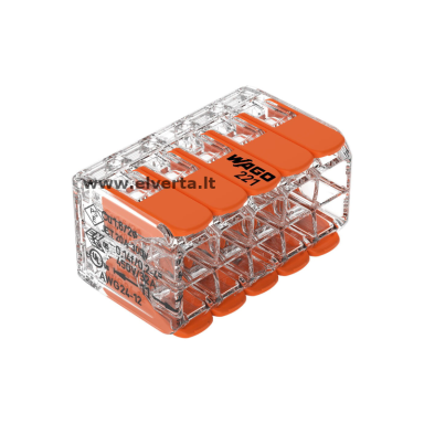 Universali jungtis 5x0.14-4mm2 oranžinė užspaudžiama 10vt., 221-420, WAGO Universali jungtis 5x0.14-4mm2 oranžinė užspaudžiama 10vt., 221-420, WAGO