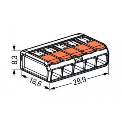 Universali jungtis 5x0.08-4mm2 oranžinė užspaudžiama 5vt., 221-415, WAGO 1