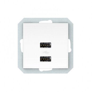 USB maitinimo lizdas be rėmėlio, 2 vietų, 3.4A, baltas, QR1000